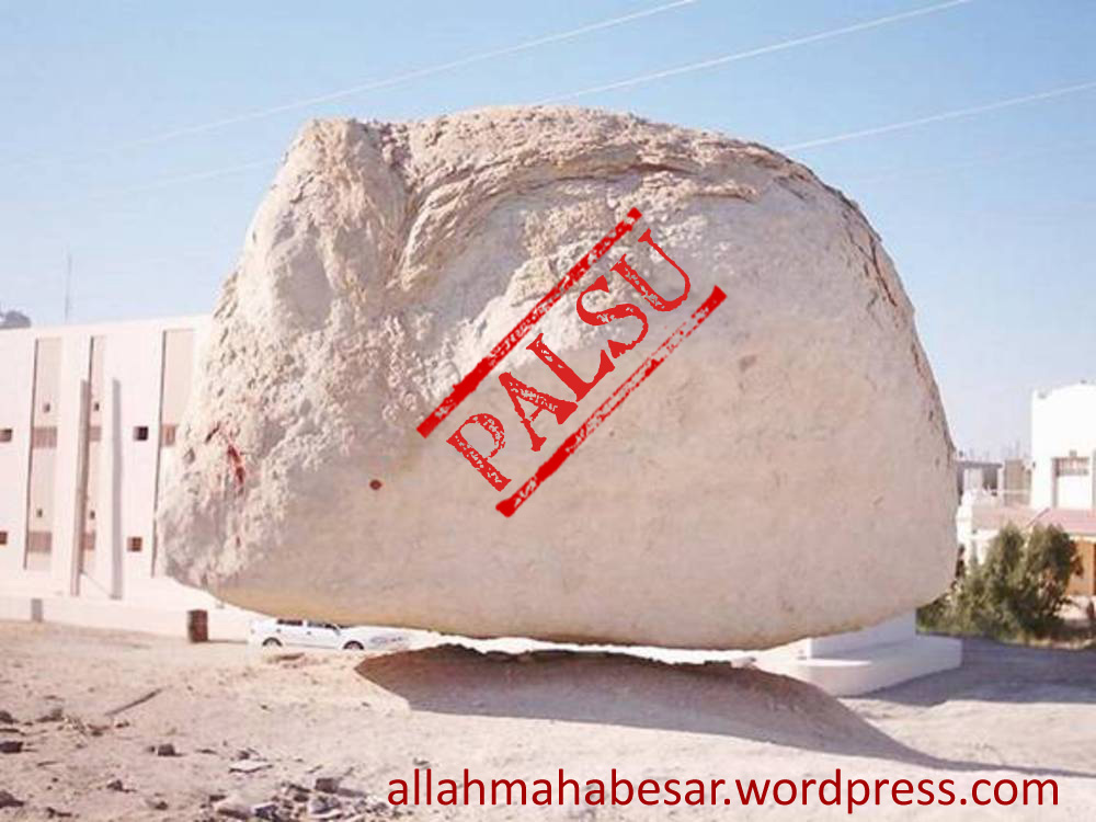 Flying Rock or Floating Rock, this is widely spread picture of the rock dubbed as miracle of Allah. It is said that the rock wanted to follow the Prophet Muhammad ascending to heaven in the event of Israk Mikraj in Jerusalem.
