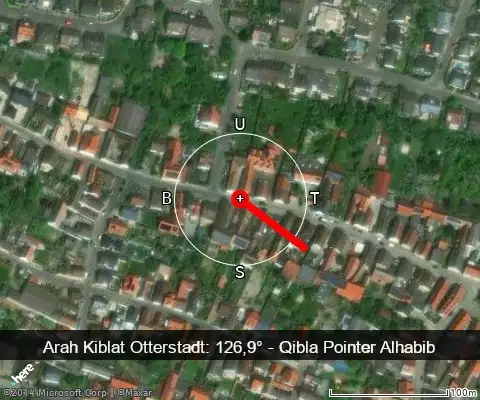 peta arah kiblat Otterstadt: 126,9°