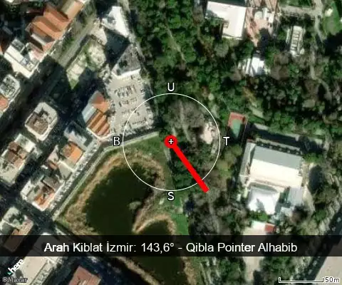 peta arah kiblat İzmir: 143,6°