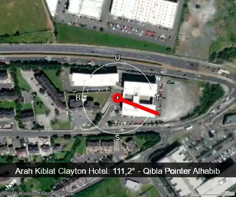 peta arah kiblat Clayton Hotel: 111,2°