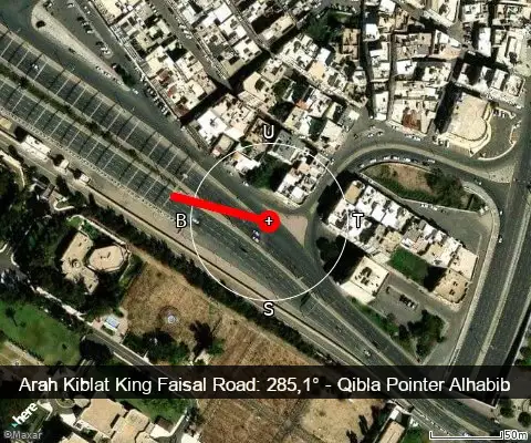 peta arah kiblat King Faisal Road: 285,1°