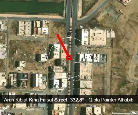 peta arah kiblat King Faisal Street: 332,8°