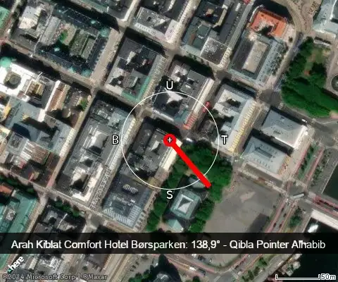 peta arah kiblat Comfort Hotel Børsparken: 138,9°
