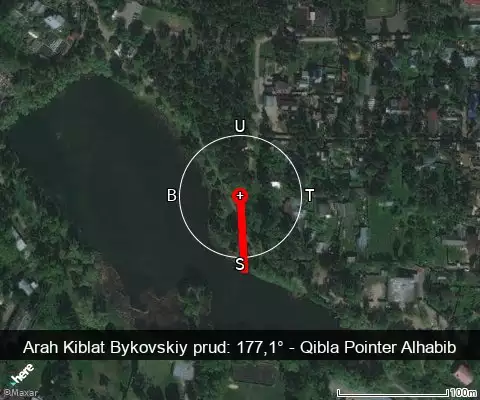 peta arah kiblat Bykovskiy prud: 177,1°
