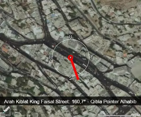 peta arah kiblat King Faisal Street: 160,7°