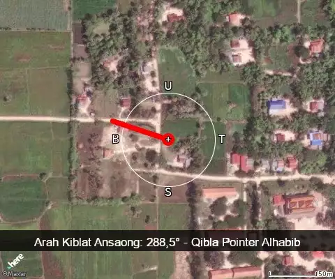 peta arah kiblat Ansaong: 288,5°