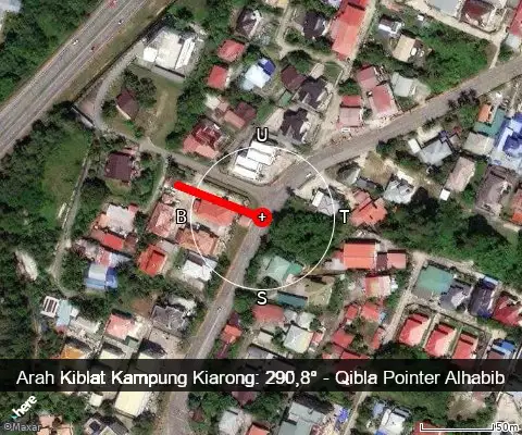 peta arah kiblat Jalan Dato Ratna: 290,8°