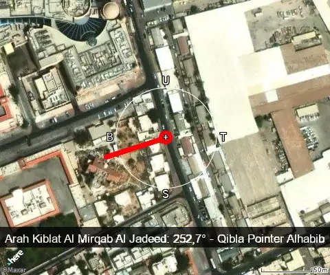 peta arah kiblat Al Mirqab Al Jadeed: 252,7°