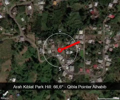 peta arah kiblat Park Hill: 66,6°