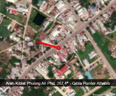 peta arah kiblat Phuong An Phu: 287,4°