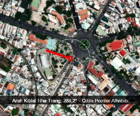 peta arah kiblat Nha Trang: 288,2°