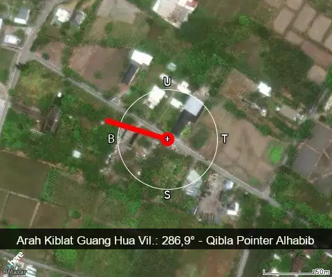peta arah kiblat Guang Hua St.: 286,9°