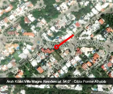 peta arah kiblat Villa Magna Residencial: 54,0°