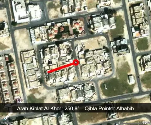 peta arah kiblat Al Dhuha Street: 250,8°