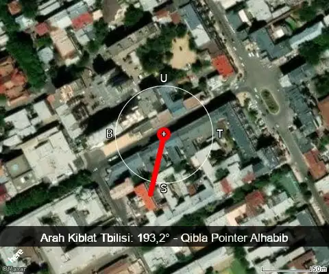 peta arah kiblat Tbilisi: 193,2°