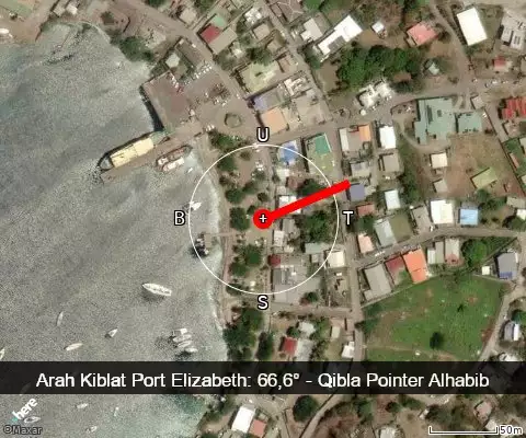 peta arah kiblat Port Elizabeth: 66,6°