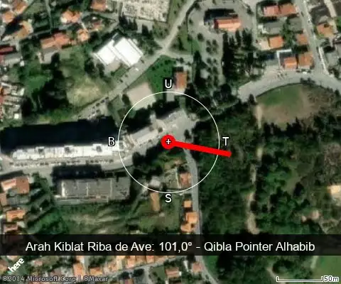 peta arah kiblat Riba de Ave: 101,0°