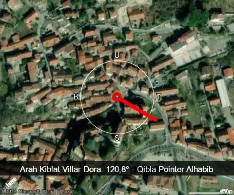 peta arah kiblat Vicolo Genta: 120,8°