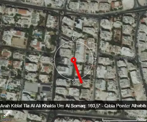 peta arah kiblat Samarqand Street: 160,5°