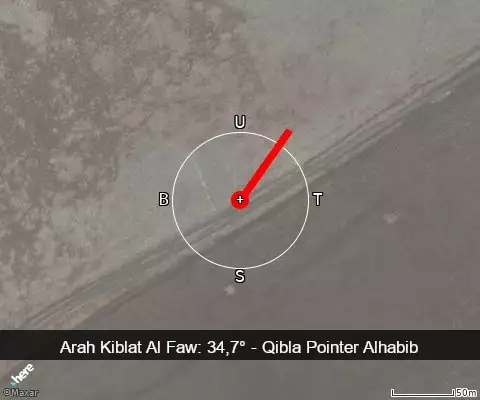 peta arah kiblat Al Faw: 34,7°
