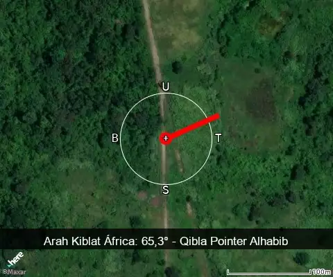 peta arah kiblat África: 65,3°