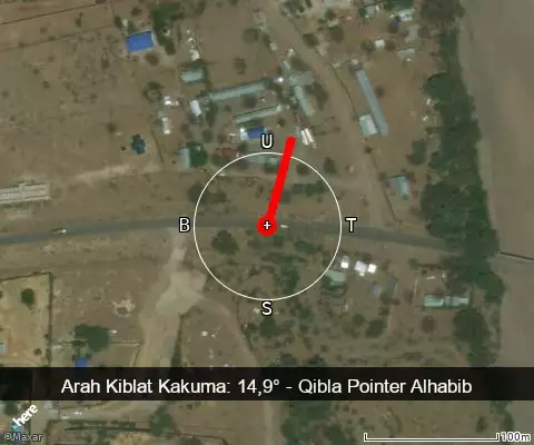 peta arah kiblat Kakuma: 14,9°