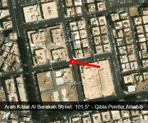 peta arah kiblat Al Barakah Street: 101,5°