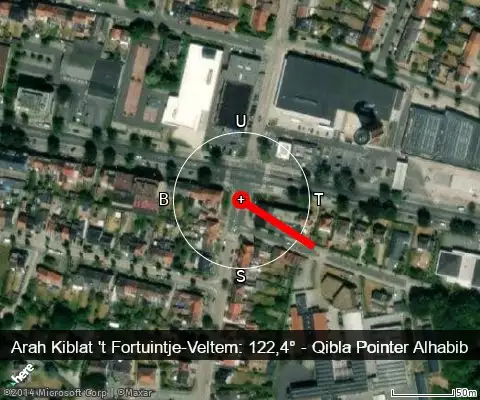 peta arah kiblat Fortuinstraat: 122,4°