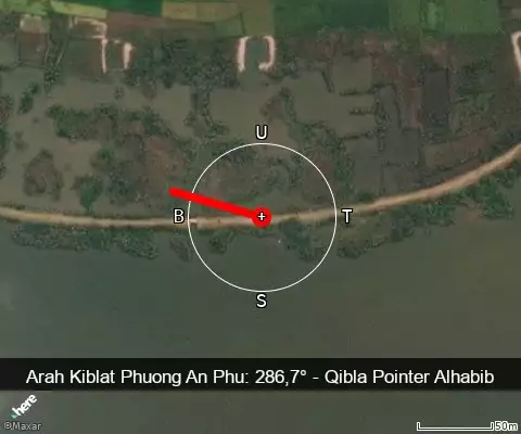 peta arah kiblat Phuong An Phu: 286,7°