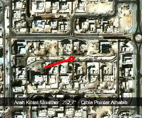 peta arah kiblat Musheireb Street: 252,7°