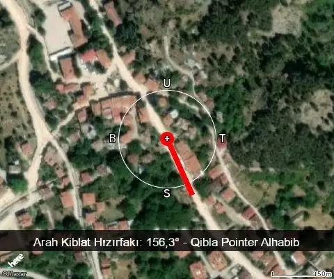 peta arah kiblat Ankara Caddesi: 156,3°