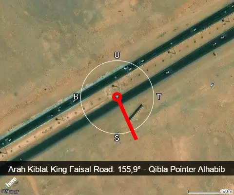 peta arah kiblat King Faisal Road: 155,9°