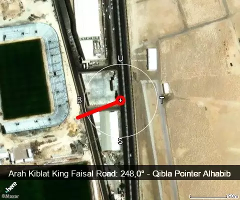 peta arah kiblat King Faisal Road: 248,0°