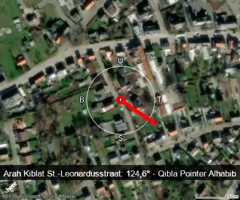peta arah kiblat St.-Leonardusstraat: 124,6°
