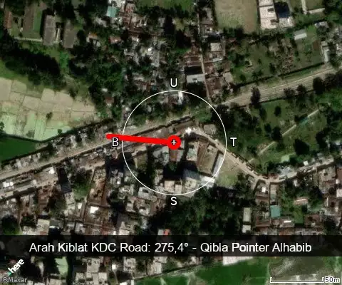 peta arah kiblat KDC Road: 275,4°
