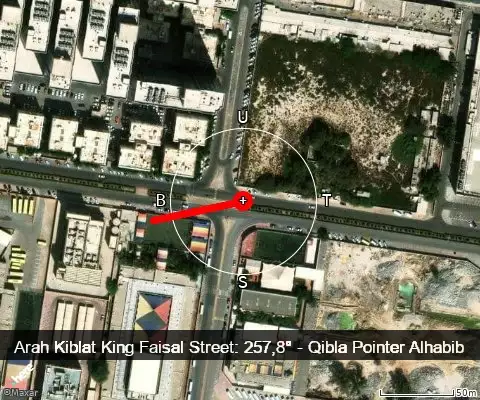 peta arah kiblat King Faisal Street: 257,8°