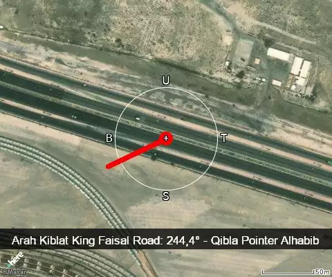 peta arah kiblat King Faisal Road: 244,4°