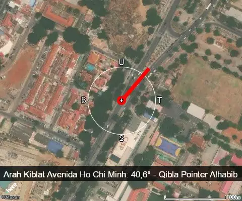 peta arah kiblat Avenida Ho Chi Minh: 40,6°