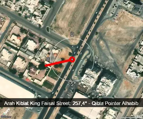 peta arah kiblat King Faisal Street: 257,4°