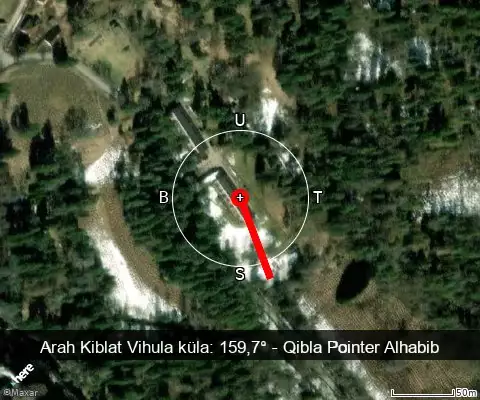 peta arah kiblat Vihula küla: 159,7°