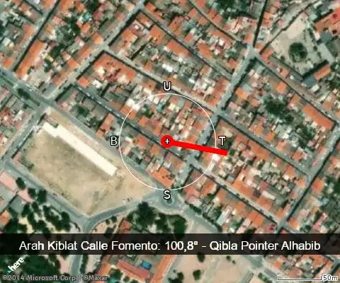 peta arah kiblat Calle Fomento: 100,8°