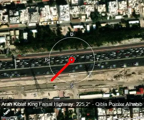 peta arah kiblat King Faisal Highway: 225,2°