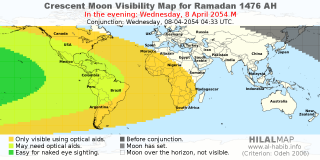 Crescent Moon Visibility Map 1476 AH - HilalMap | Alhabib - Coloring ...
