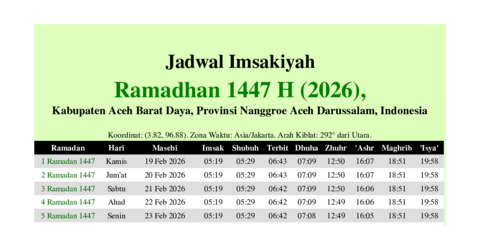 gambar Imsakiyah Ramadhan 1447 H (2026) untuk Kabupaten Aceh Barat Daya, Provinsi Nanggroe Aceh Darussalam, Indonesia