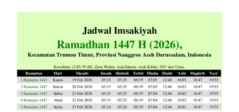 gambar Imsakiyah Ramadhan 1447 H (2026) untuk Kecamatan Trumon Timur, Provinsi Nanggroe Aceh Darussalam, Indonesia