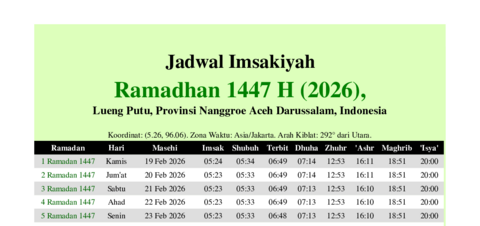 gambar Imsakiyah Ramadhan 1447 H (2026) untuk Lueng Putu, Provinsi Nanggroe Aceh Darussalam, Indonesia
