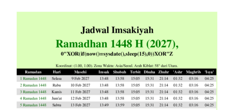 gambar Imsakiyah Ramadhan 1448 H (2027) untuk 0