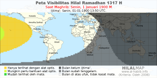 HilalMap: Peta Visibilitas Hilal Ramadhan 1317 H: rukyat tanggal 1900-1-1 M