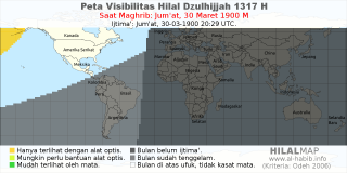 HilalMap: Peta Visibilitas Hilal Dzulhijjah 1317 H: rukyat tanggal 1900-3-30 M