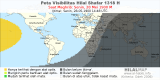 HilalMap: Peta Visibilitas Hilal Shafar 1318 H: rukyat tanggal 1900-5-28 M